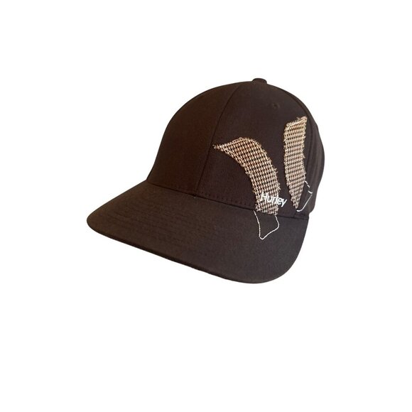Hurley Mens Flexfit Brown Cap With Houndstooth Logo - Picture 1 of 6